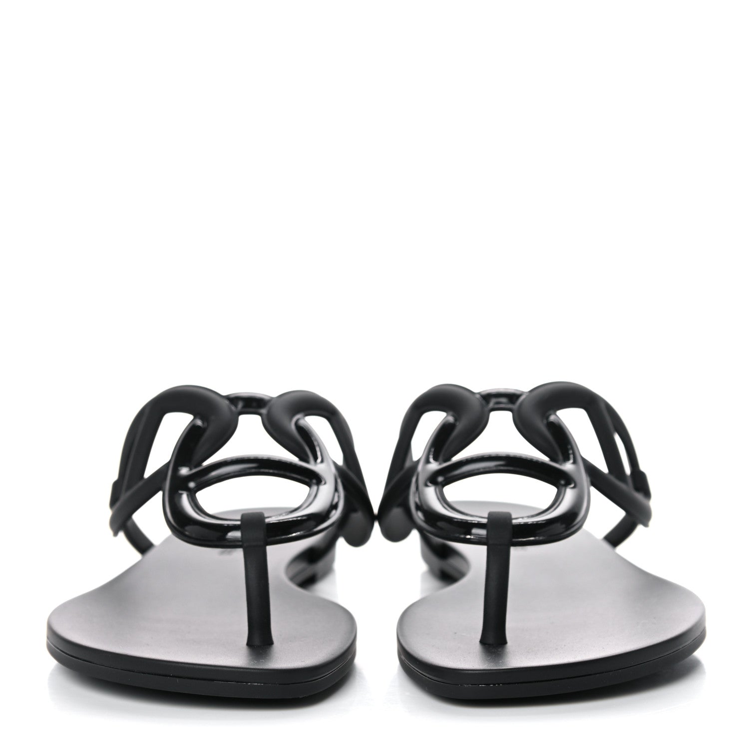 Hermes Rubber Womens Egerie Sandals 39 Black 2 of 9