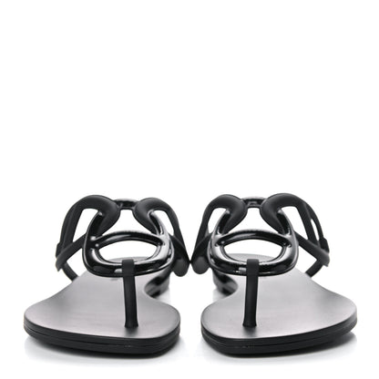 Hermes Rubber Womens Egerie Sandals 39 Black 2 of 9