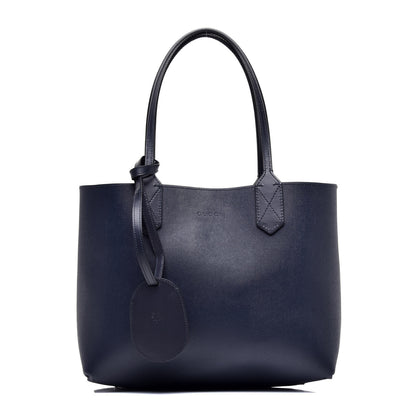 Gucci GG Supreme Monogram Blooms Small Reversible Tote Beige Blue Navy 4 of 15