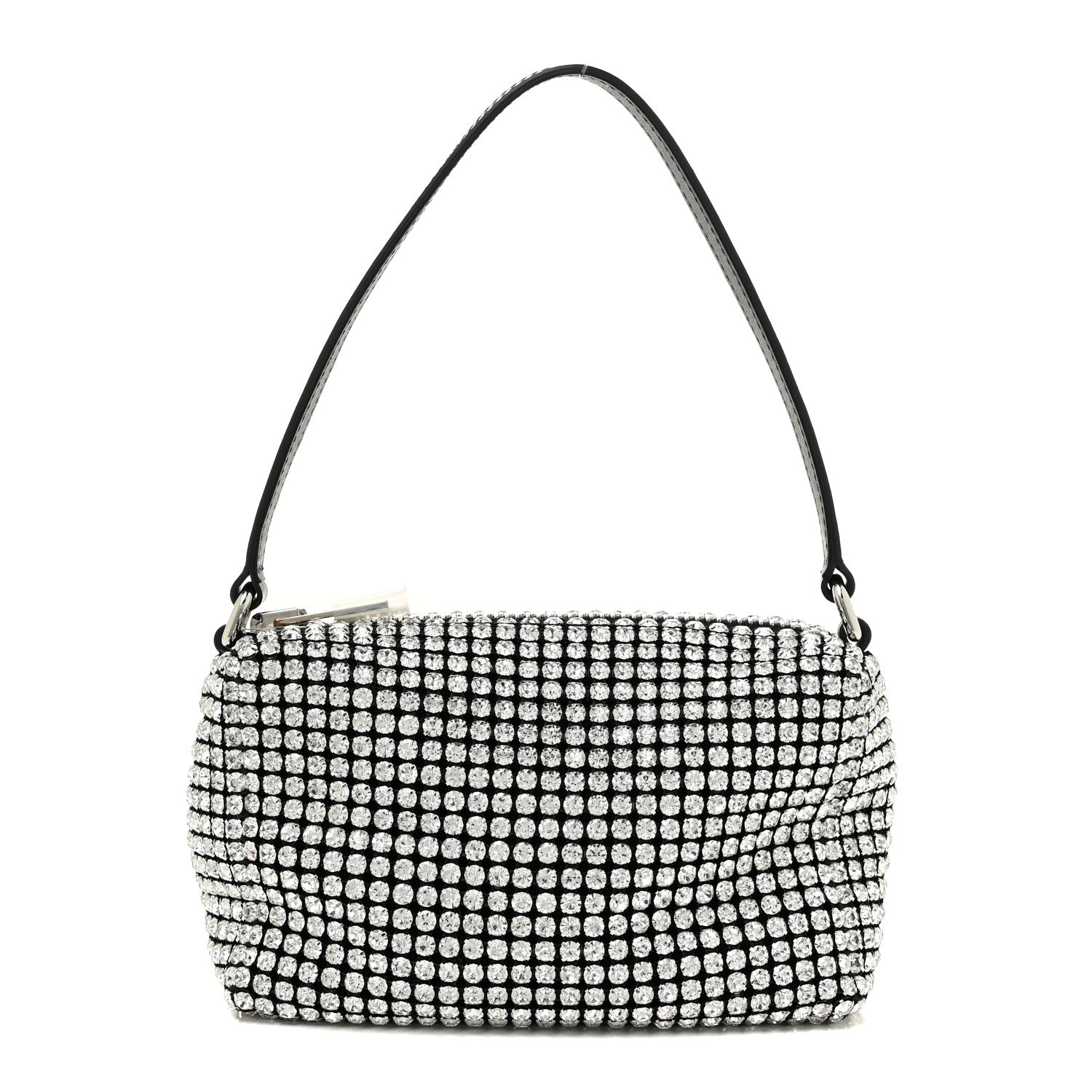 Alexander Wang Mesh Crystal Rhinestone Mini Heiress Pouch Black Silver 1 of 11