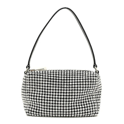 Alexander Wang Mesh Crystal Rhinestone Mini Heiress Pouch Black Silver 1 of 11