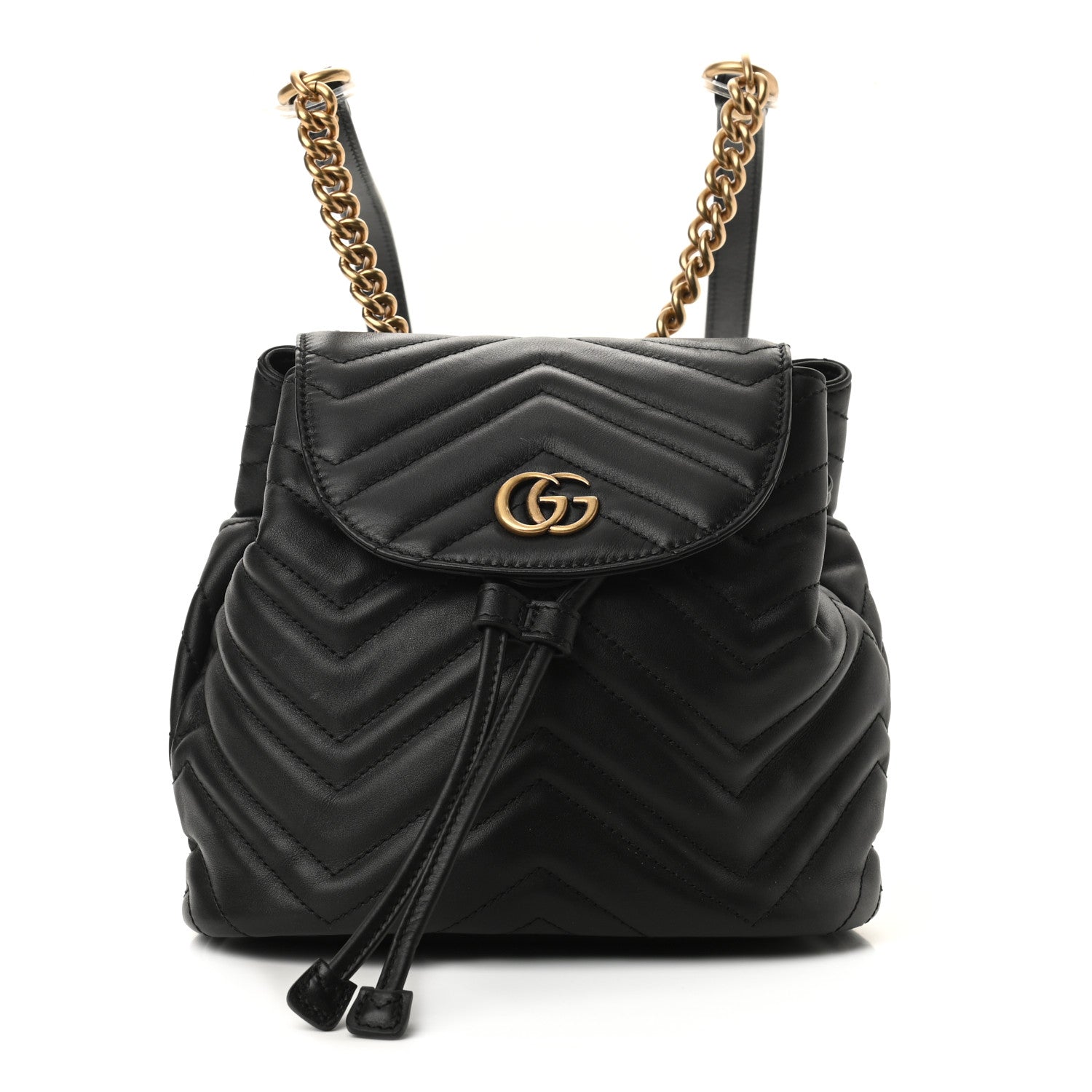 product image of GUCCI Calfskin Matelasse GG Marmont Flap Backpack Black FASHIONPHILE