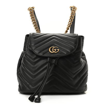 Gucci Calfskin Matelasse GG Marmont Flap Backpack Black 1 of 9