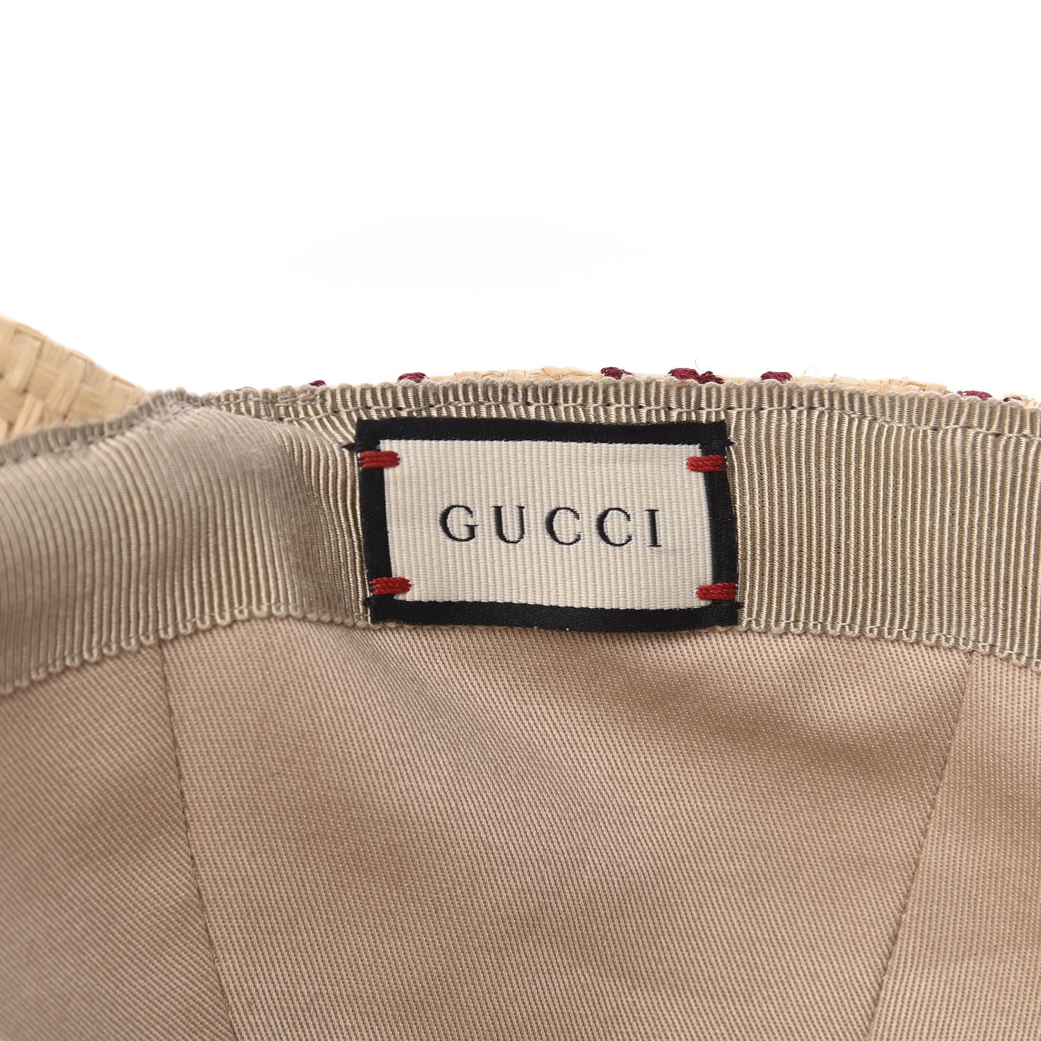 Gucci Raffia GG Monogram Elaphe Embroidered Aisha Baseball Hat M Ivory Bordeaux 7 of 7