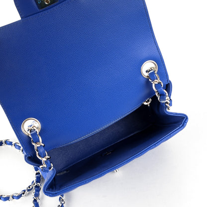Chanel Caviar Chevron Quilted Mini Square Flap Blue 5 of 8
