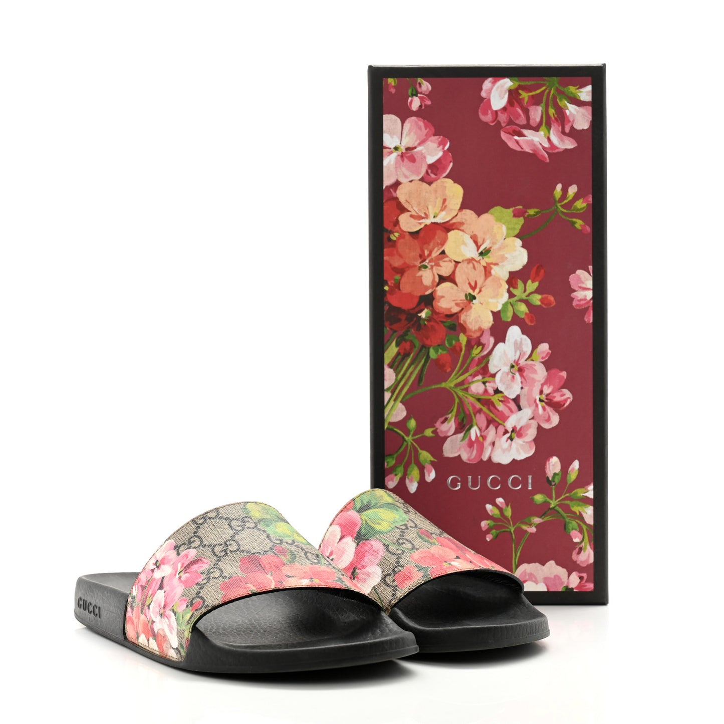 GG Supreme Monogram Blooms Slide Sandals 39 Beige Multicolor