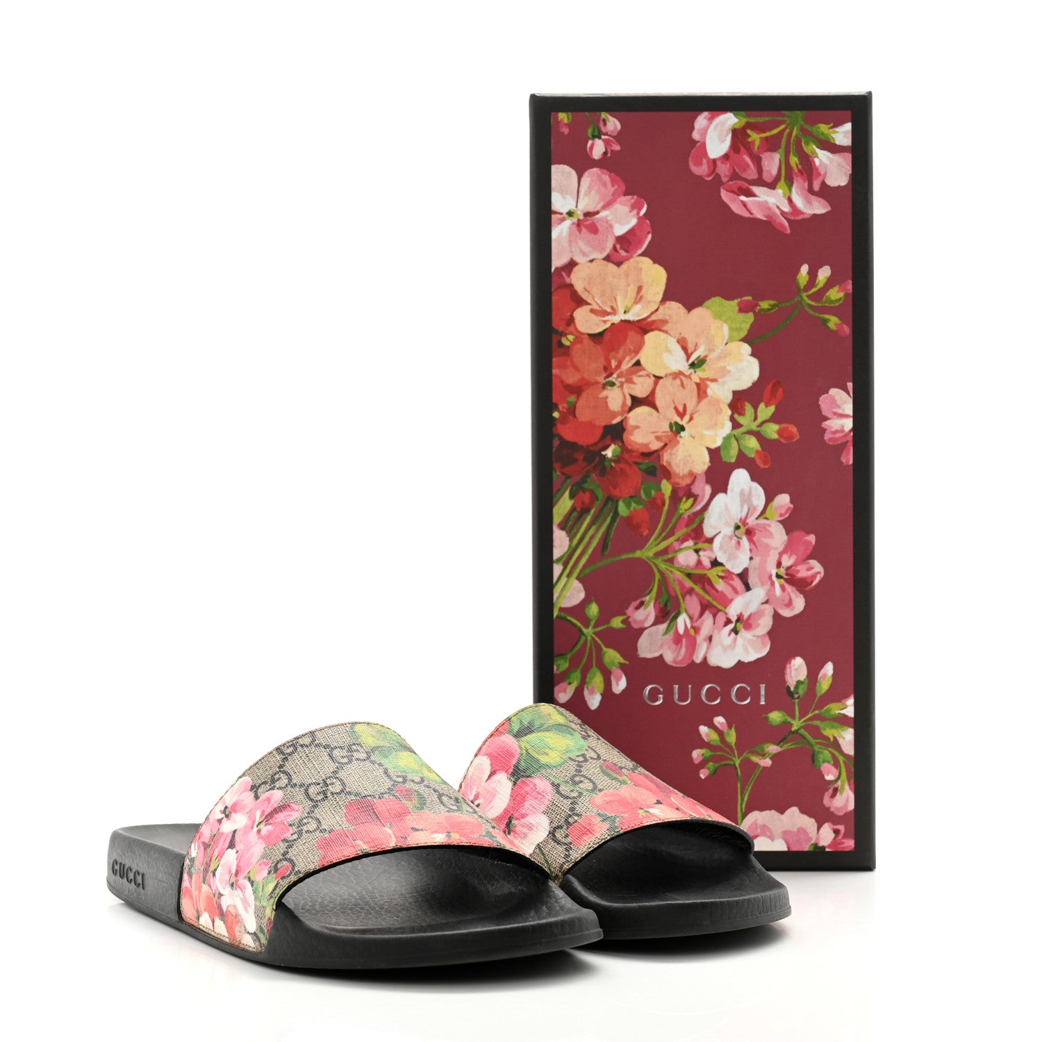 Gucci GG Supreme Monogram Blooms Slide Sandals 39 Beige Multicolor 8 of 8