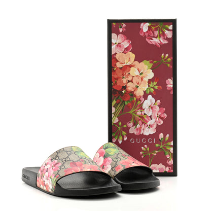Gucci GG Supreme Monogram Blooms Slide Sandals 39 Beige Multicolor 8 of 8