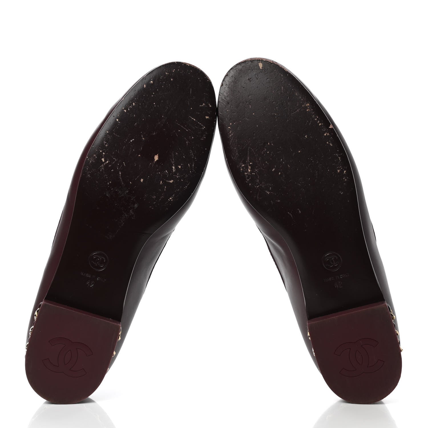 Chanel Calfskin CC Chain Mocassin Loafers 42 Burgundy 5 of 14