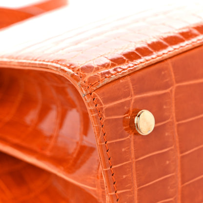 Salvatore Ferragamo Crocodile Gancini 2-Way Top Handle Bag Orange 10 of 17