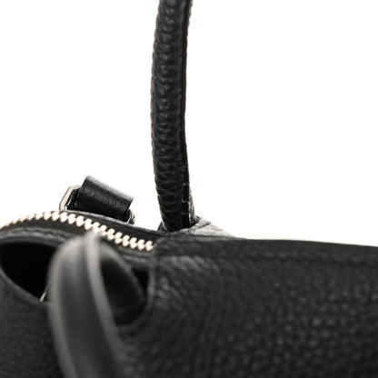 Prada Vitello Daino Soft Medium Zippered Top Handle Bag Black 11 of 13