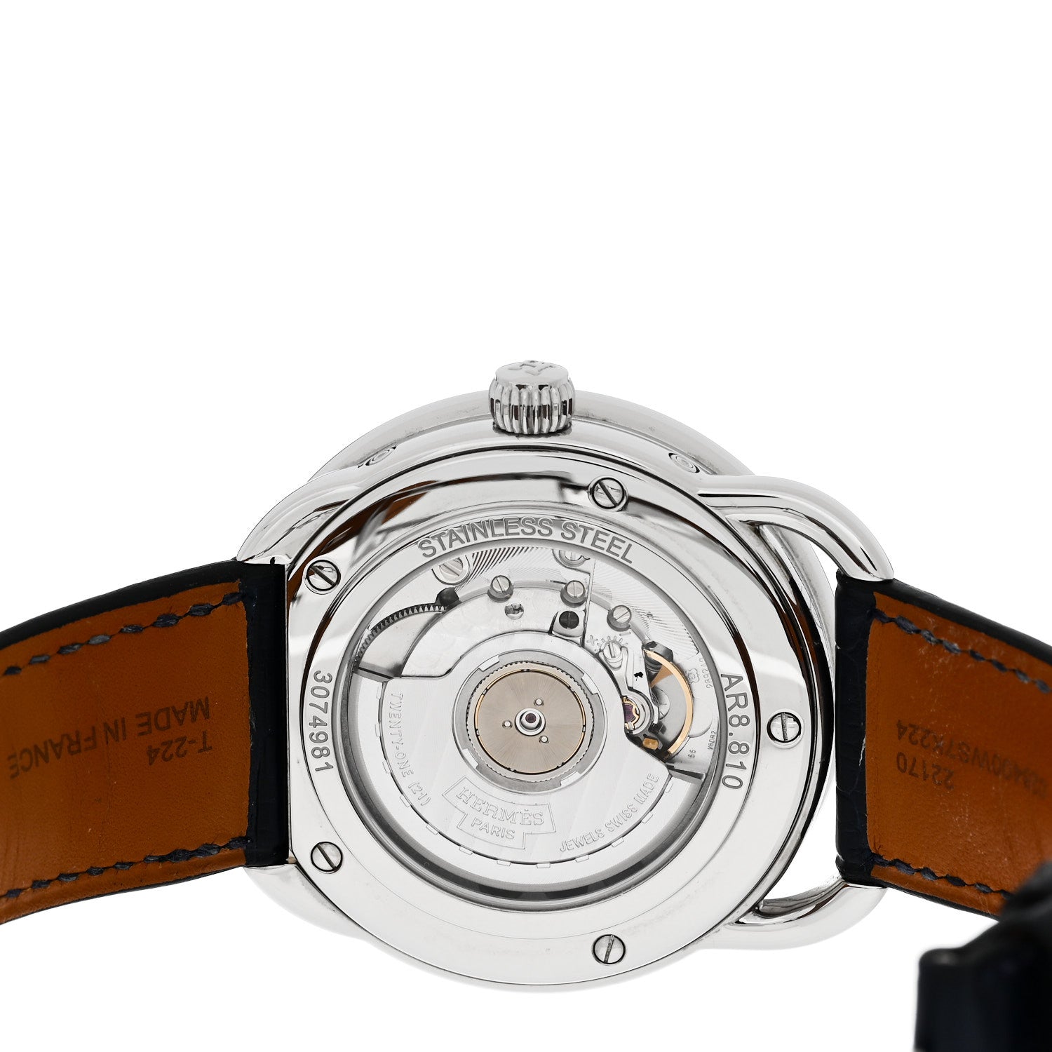 Hermes Stainless Steel Alligator 43mm Arceau Grande Lune Automatic Watch Bleu Abysse 4 of 5