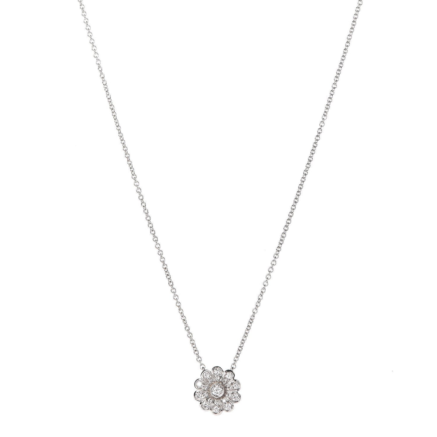 Platinum Diamond Flower Necklace