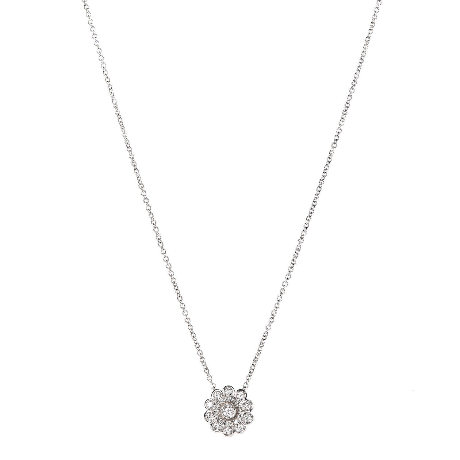 Tiffany Platinum Diamond Flower Necklace 1 of 6