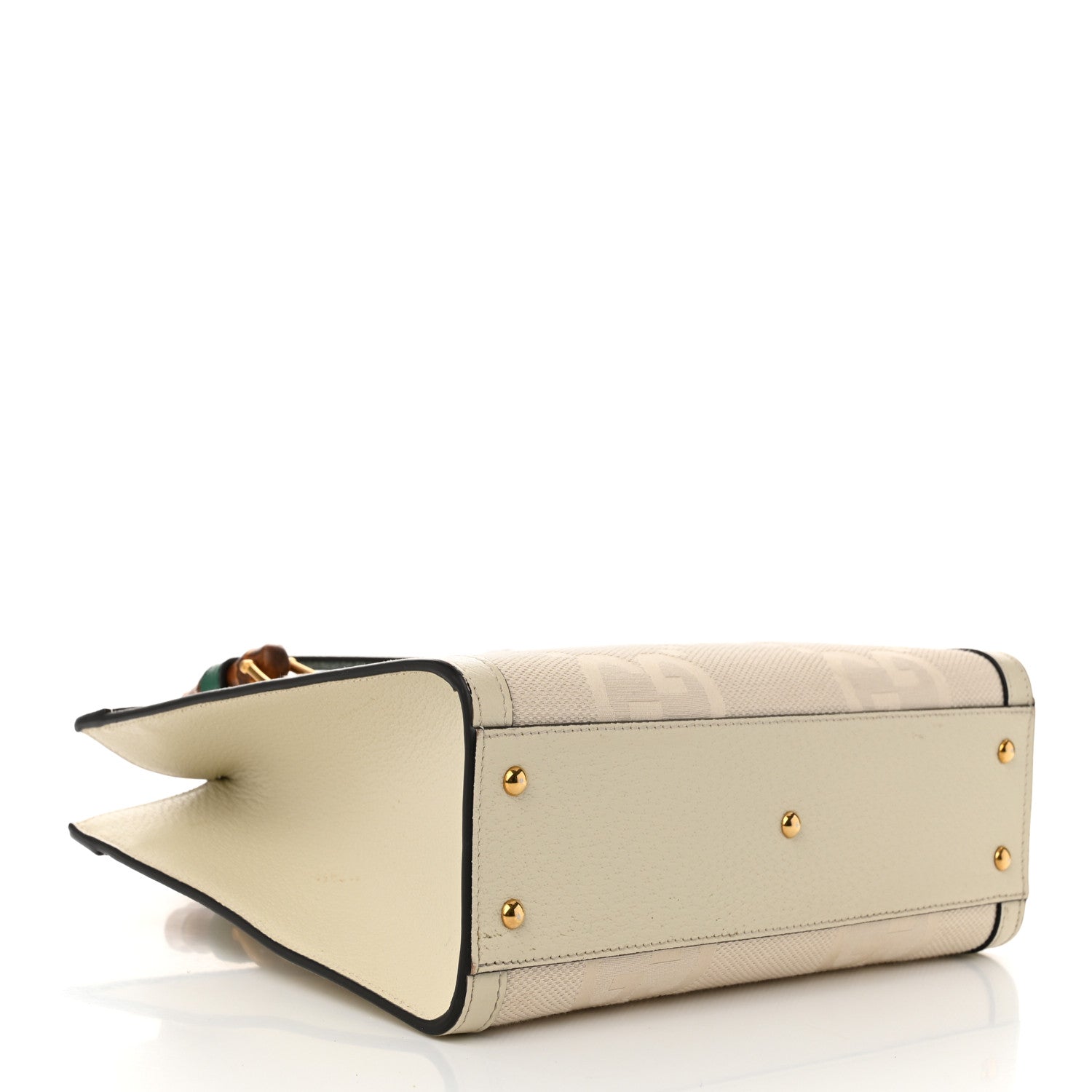 Gucci Monogram Jumbo GG Textured Dollar Calfskin Web Small Diana Tote Bag Mystic White 4 of 11