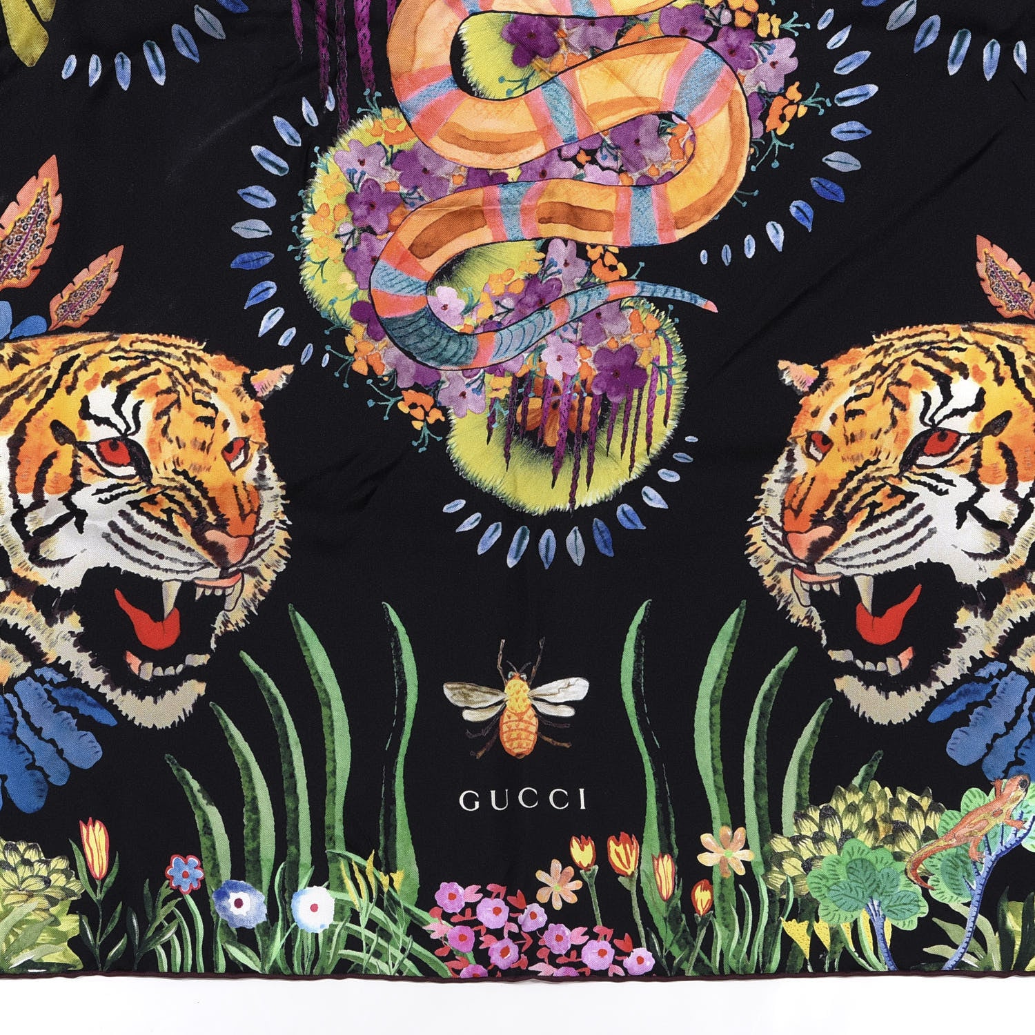 Gucci Silk Tiger Kingsnake Print Square Scarf Multicolor 3 of 5