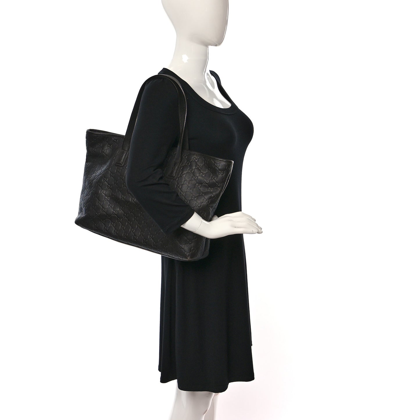 Guccissima Medium Zippered Shopping Tote Black