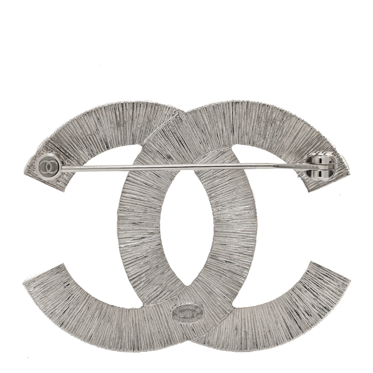 Baguette Crystal CC Brooch Silver