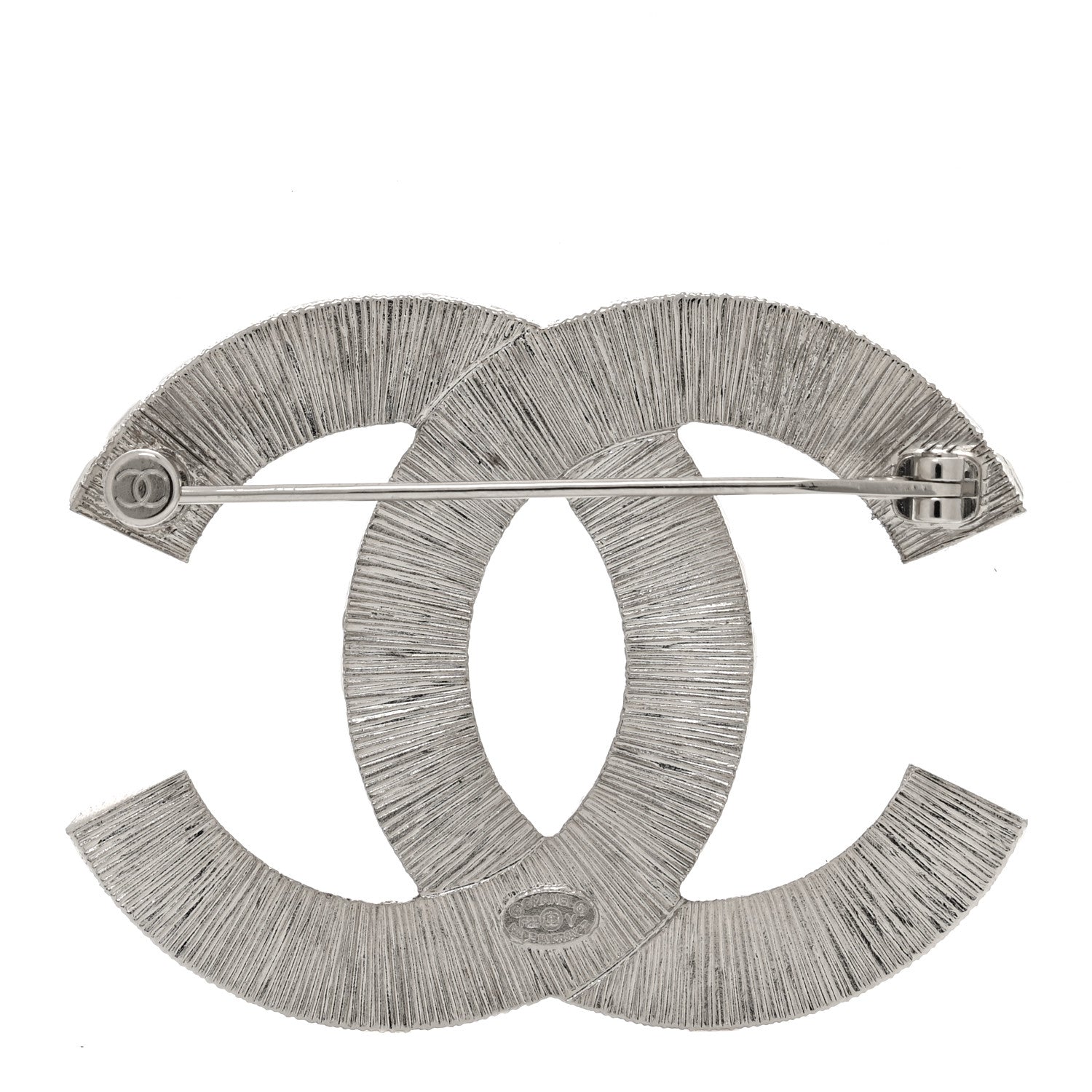 Chanel Baguette Crystal CC Brooch Silver 3 of 4