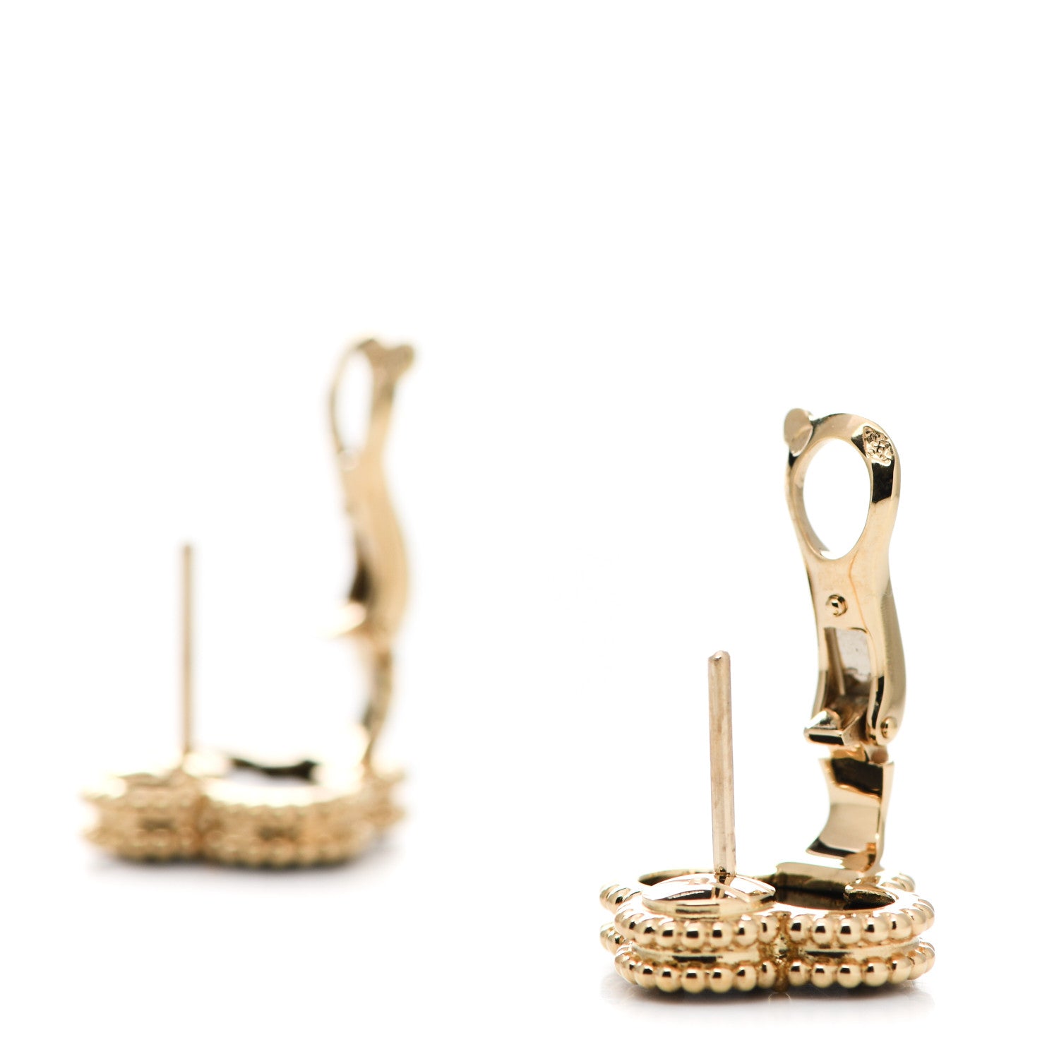 Van Cleef & Arpels 18K Yellow Gold Black Onyx Vintage Alhambra Earrings 3 of 5