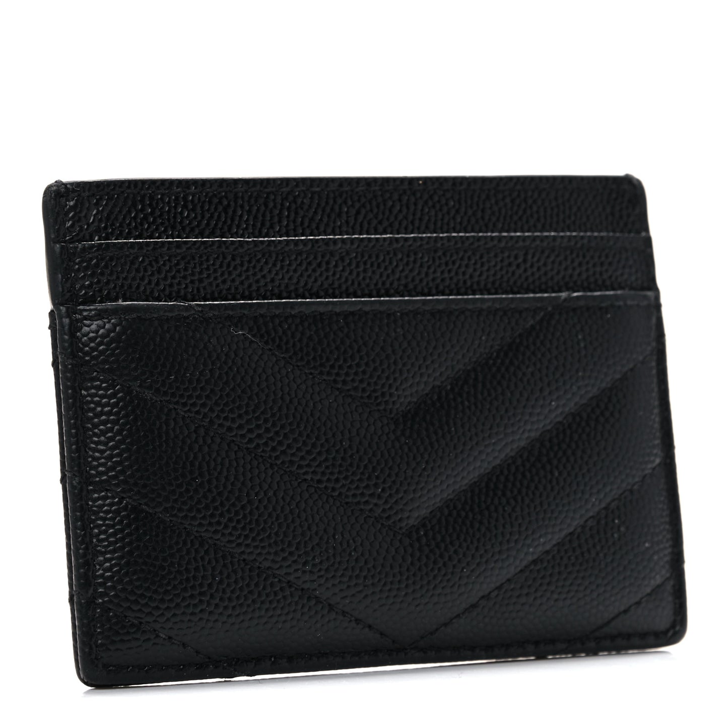 Grain De Poudre Matelasse Chevron Monogram Credit Card Case Black