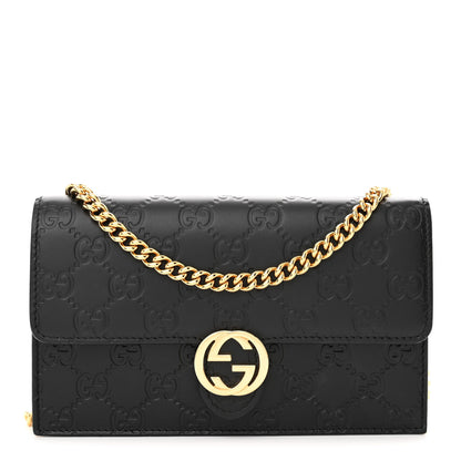 Gucci Guccissima Icon Chain Wallet Black 1 of 9