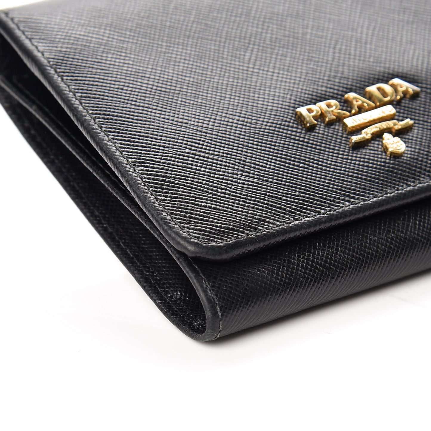 Saffiano Tri-Fold Compact Wallet Black