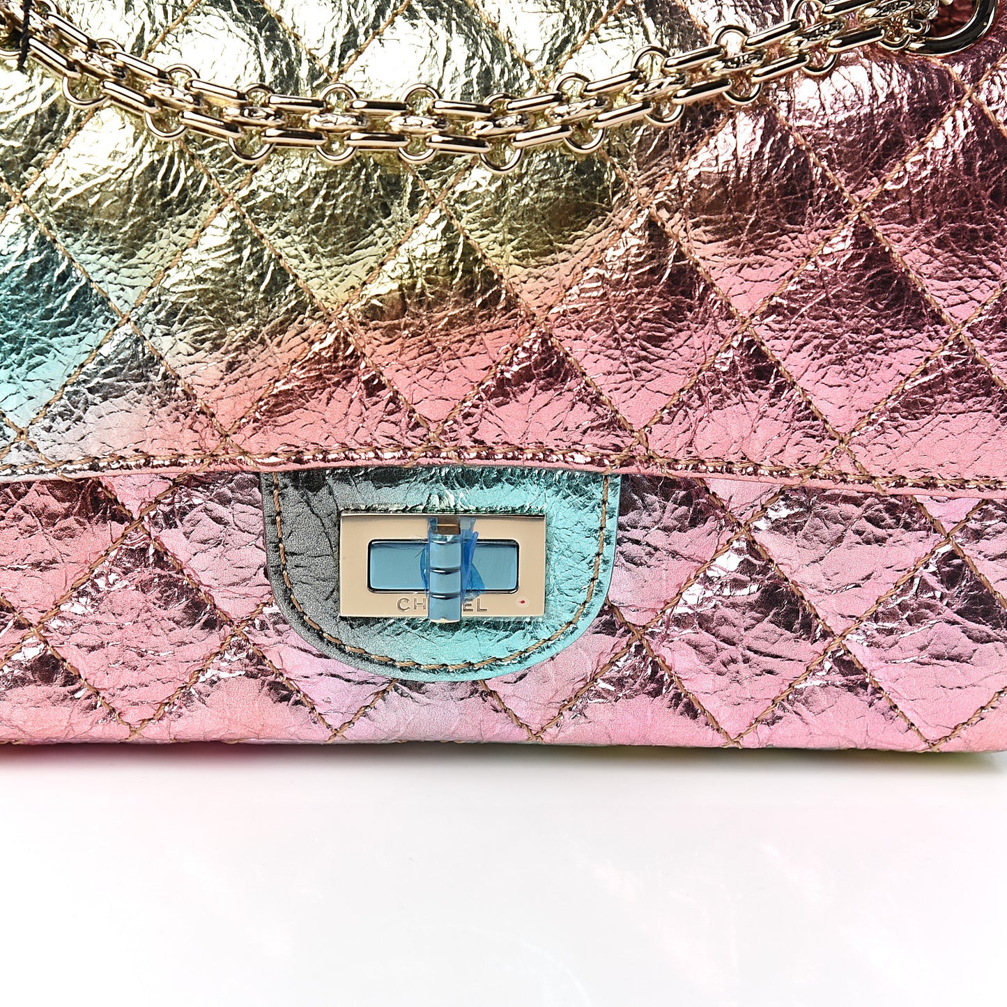 Metallic Goatskin Quilted Mini 2.55 Reissue Flap Multicolor