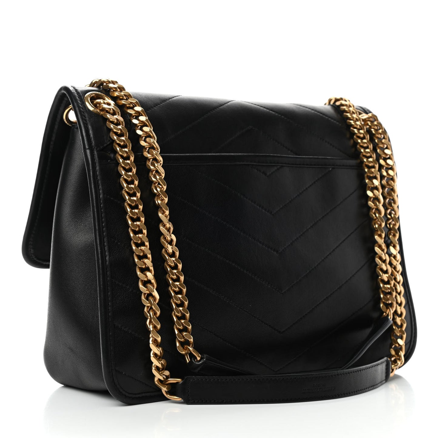 Lambskin Matelasse Monogram Medium Niki Chain Satchel Black