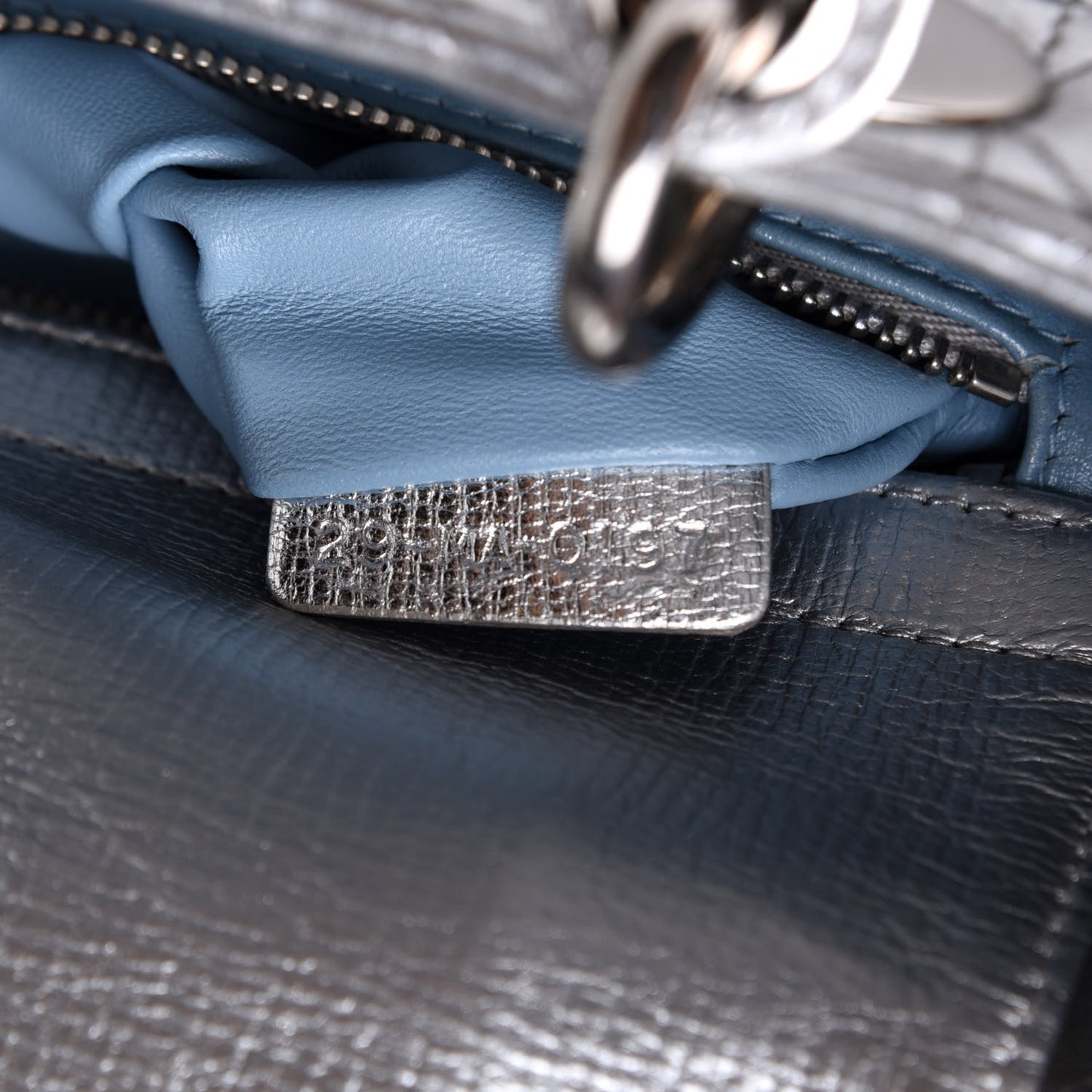 Metallic Grained Calfskin Cannage Small Lucky Badges My Lady Dior Silver