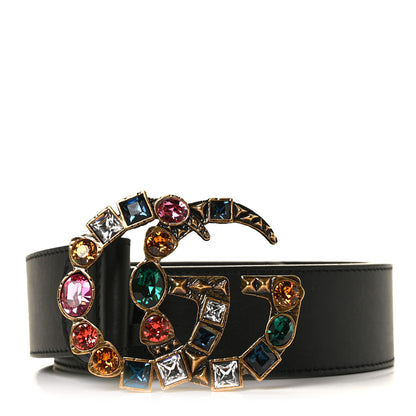 Gucci Calfskin Crystal Double G 40mm Belt 95 38 Black Multicolor 1 of 6