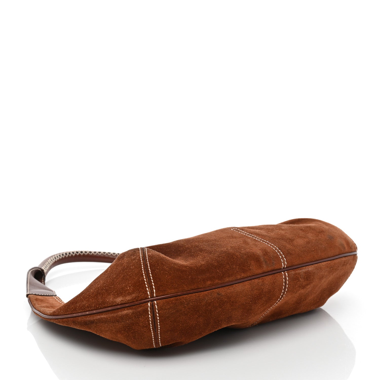Salvatore Ferragamo Suede Stitched Hobo Brown 3 of 8