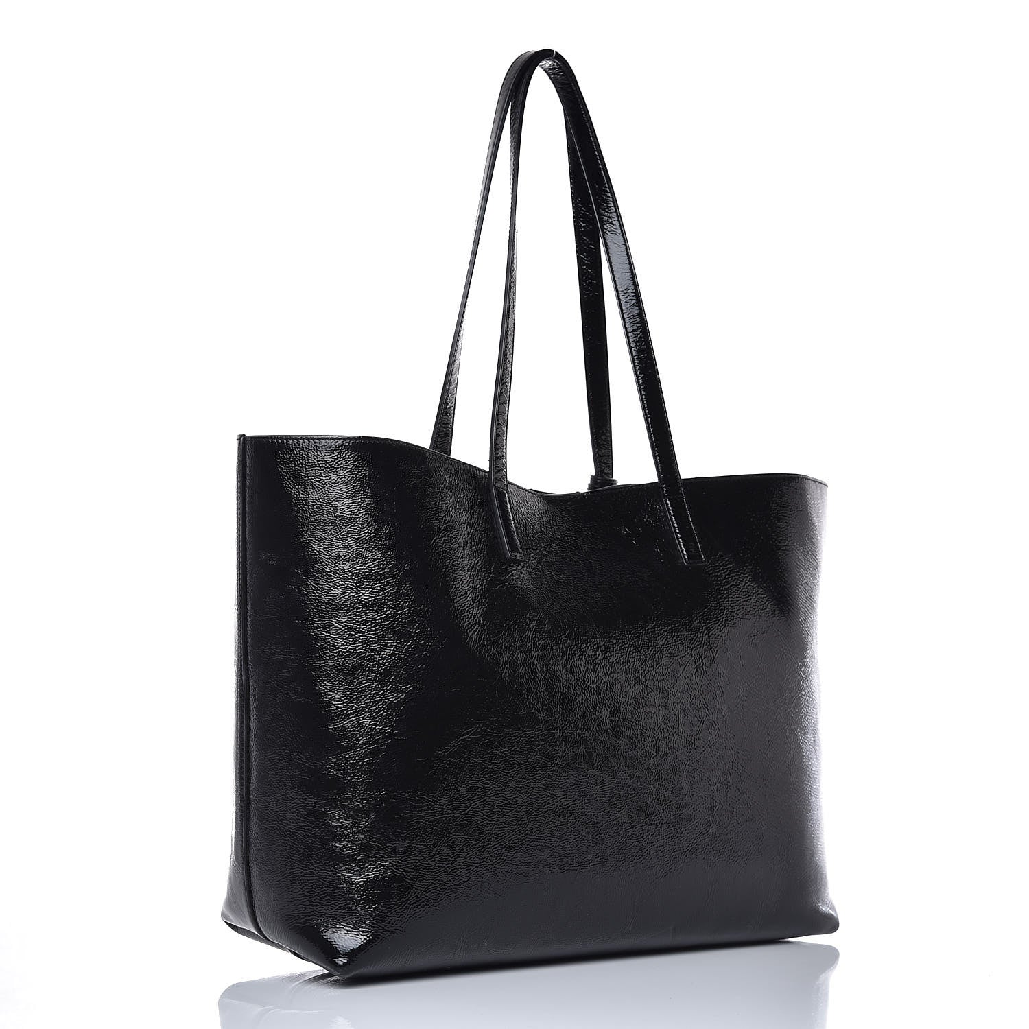 Saint Laurent Textured Patent Large Shopping Tote Black 4 of 12