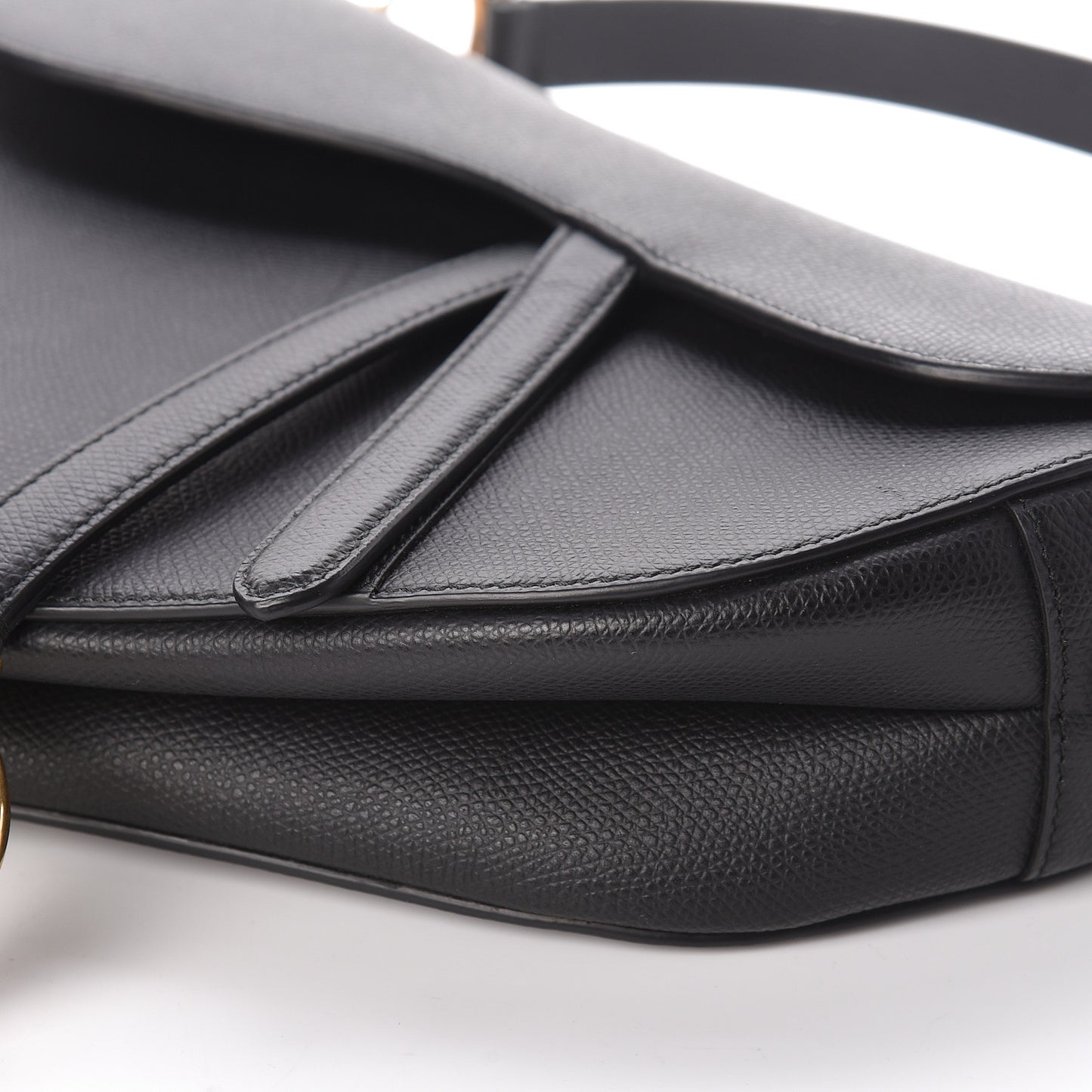 Grained Calfskin Saddle Bag Black