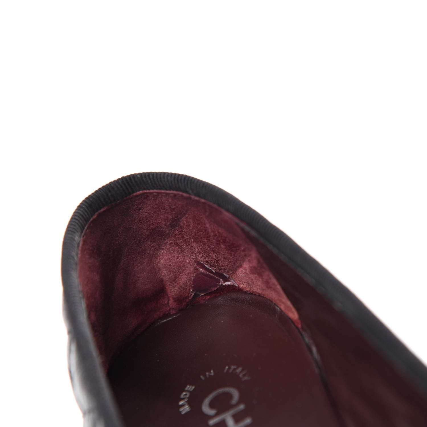 Chanel Aged Calfskin Quilted CC Cap Toe Ballerina Flats 35.5 Black 11 of 13