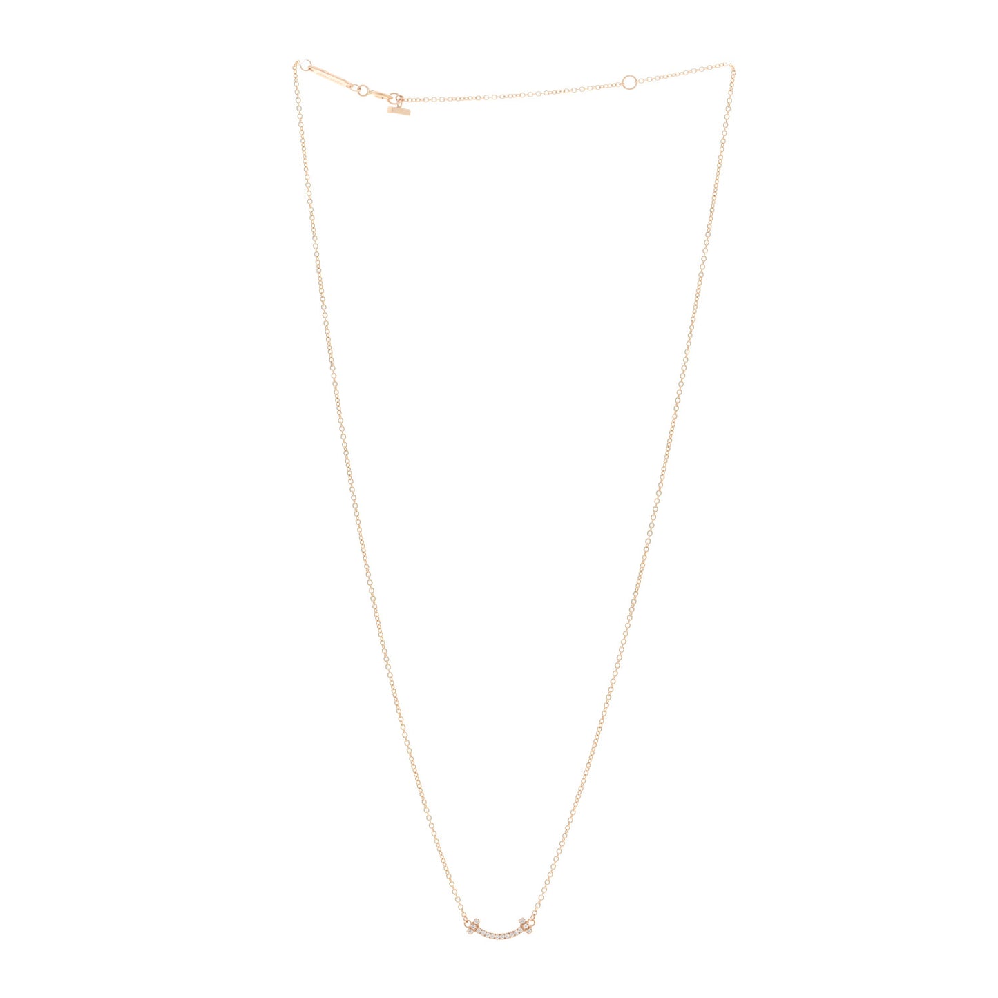 18K Rose Gold Diamond Mini T Smile Pendant Necklace