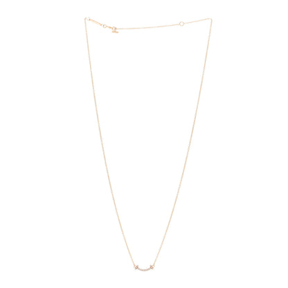 Tiffany 18K Rose Gold Diamond Mini T Smile Pendant Necklace 3 of 4