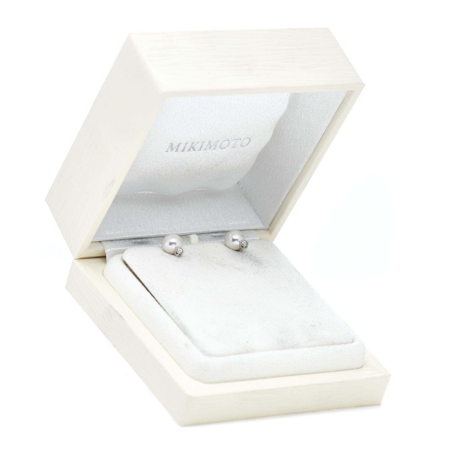 Mikimoto 18K White Gold Diamond Akoya Pearl 7-7.5mm Stud Earrings 5 of 5
