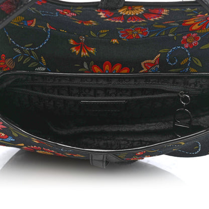 Christian Dior Canvas Floral Saddle Bag Black 3 of 4