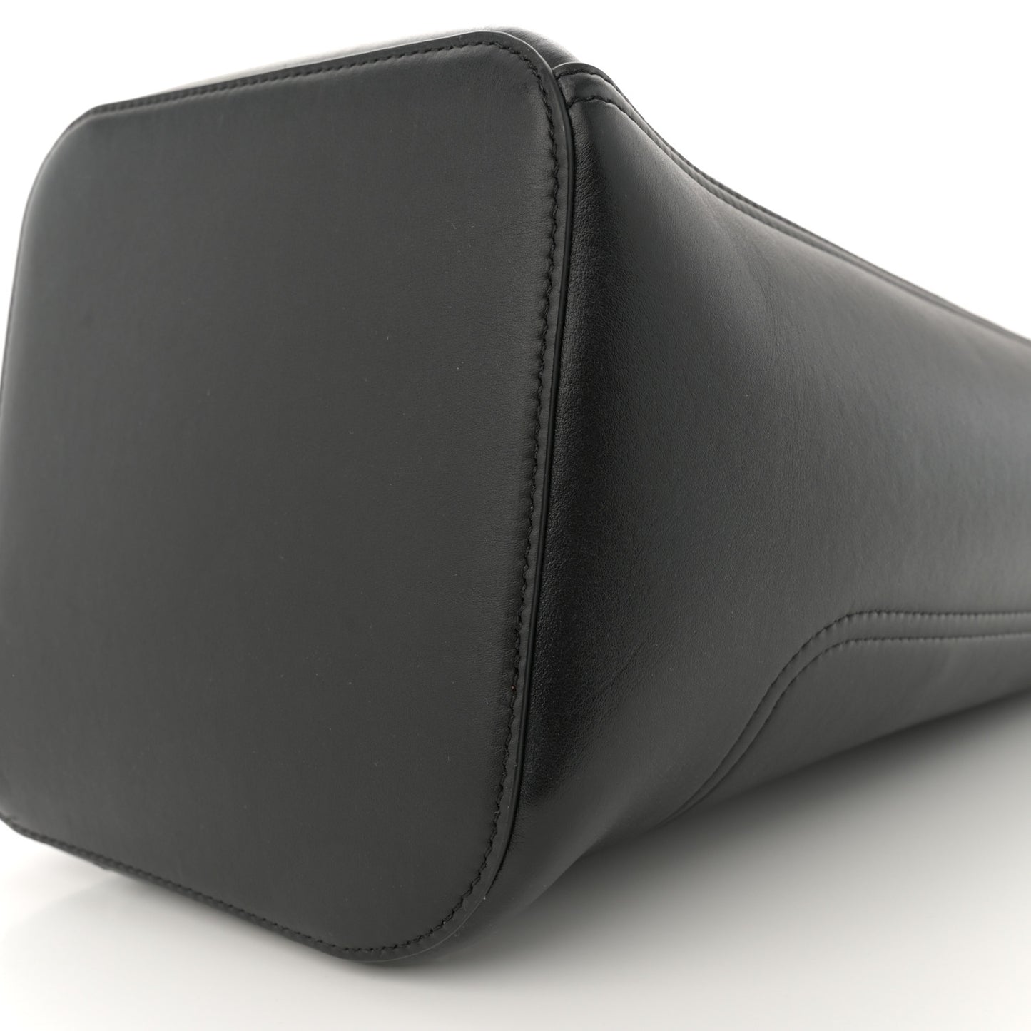 X SUNA FUJITA Smooth Calfskin Whale Medium Pebble Bucket Bag Black