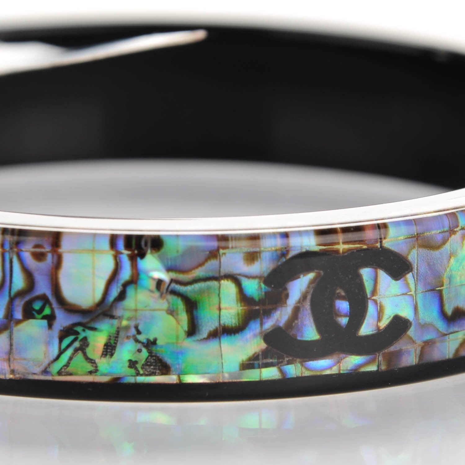Chanel Resin Mother Of Pearl CC Bangle Black 3 of 5