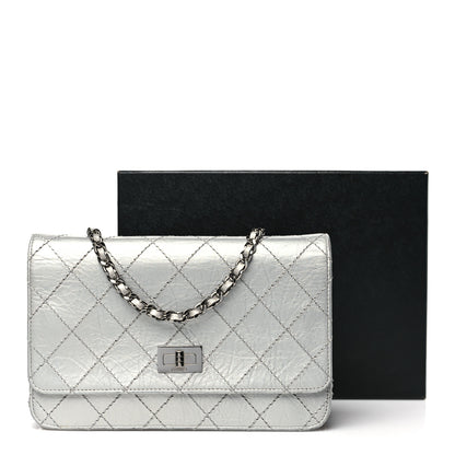 Chanel Metallic Aged Calfskin Quilted Reissue Wallet On Chain WOC Silver 12 of 12