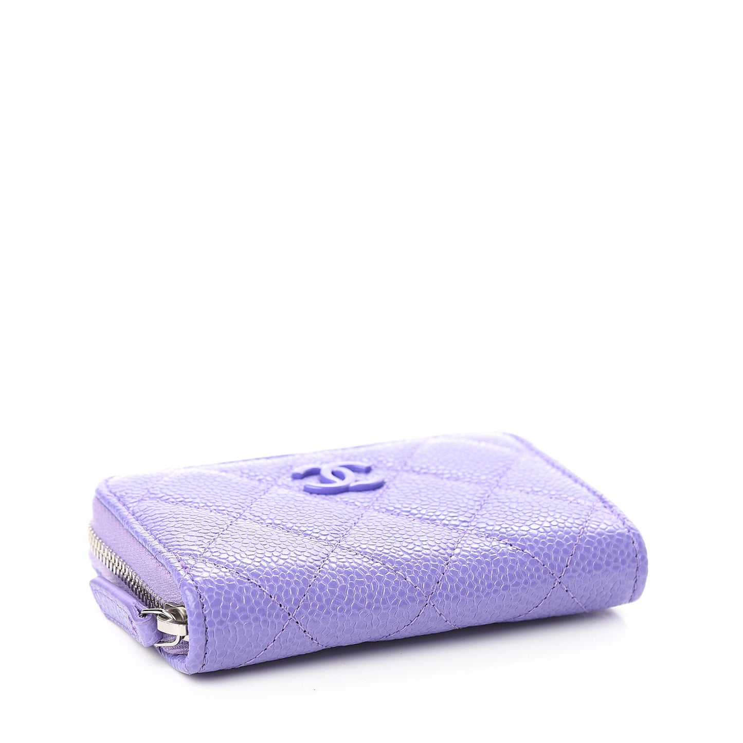 Caviar Quilted Incognito Zip Coin Purse Purple