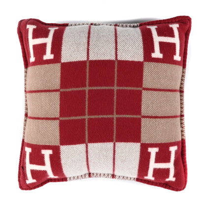 Hermes Wool Cashmere Avalon III Pillow PM Ecru Rouge 2 of 3