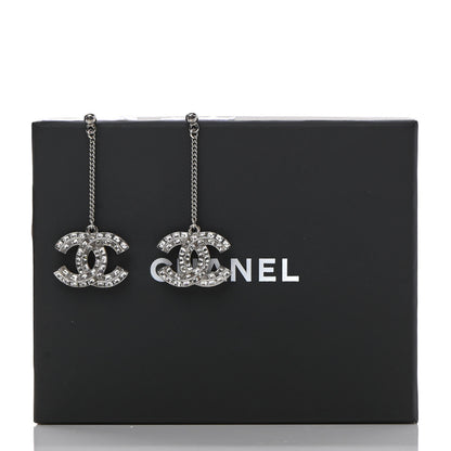 Chanel Baguette Crystal CC Drop Earrings Silver 5 of 5