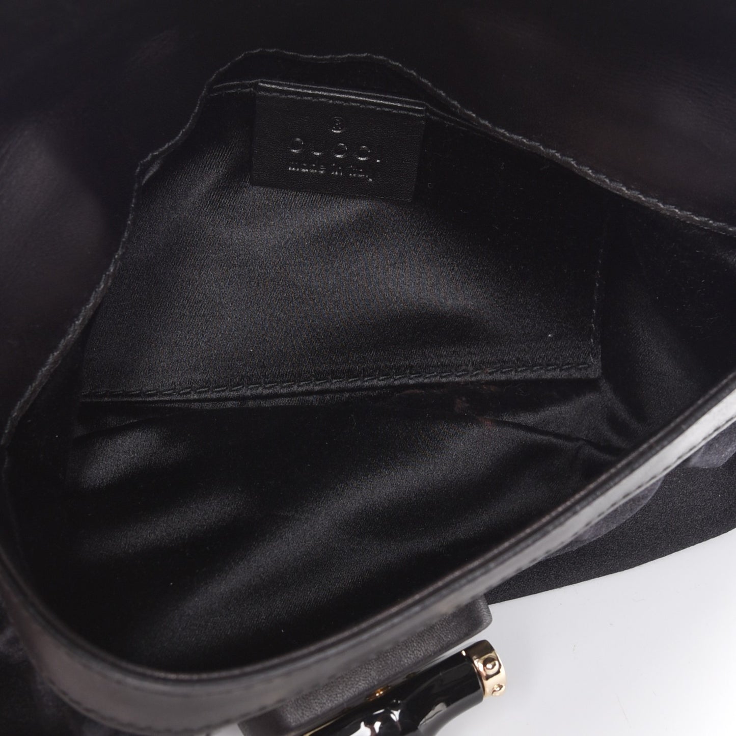 Python Satin Bamboo Clutch Black
