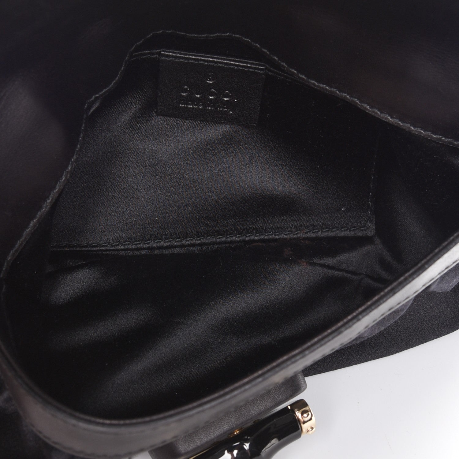 Gucci Python Satin Bamboo Clutch Black 5 of 8