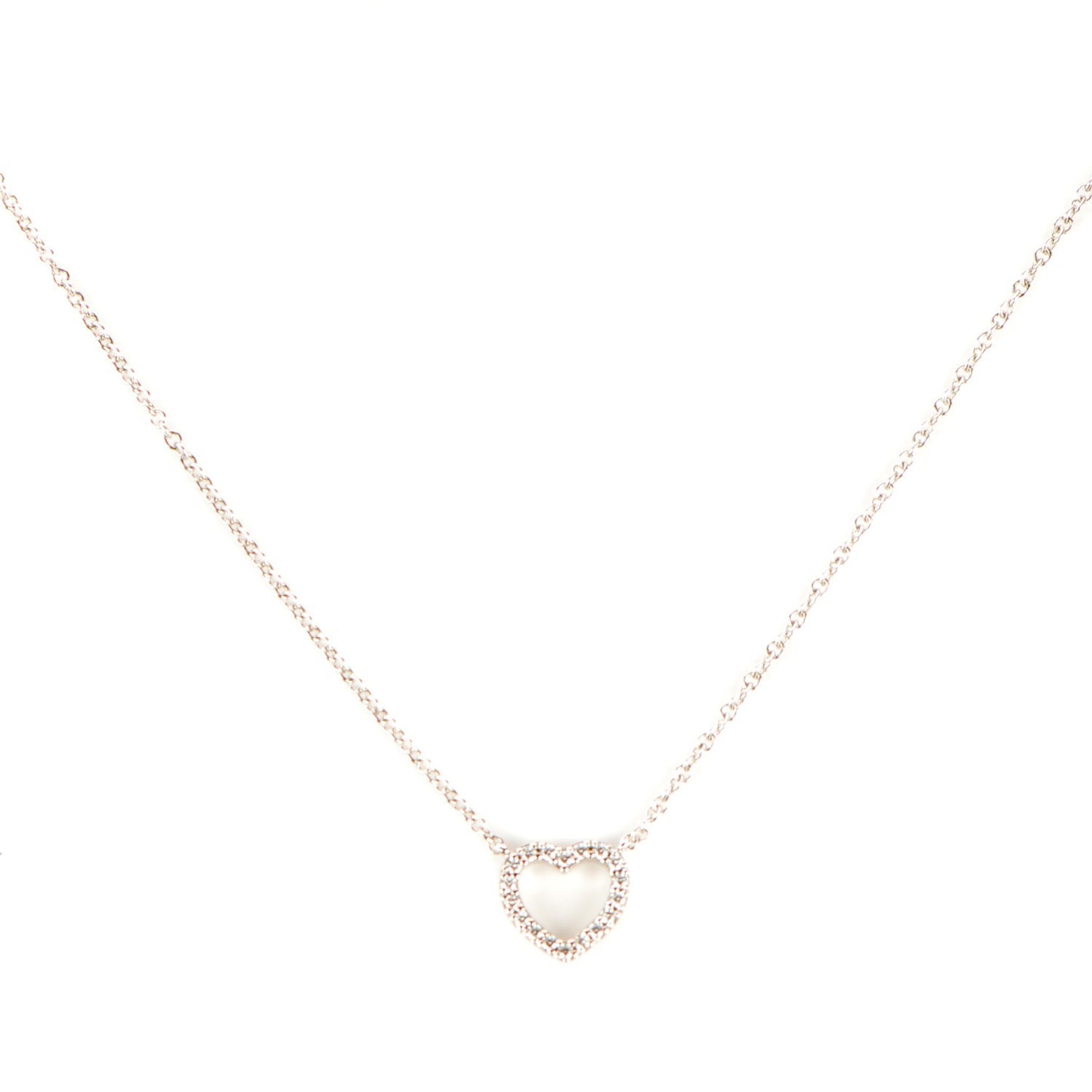 18K White Gold Diamond Metro Heart Pendant Necklace