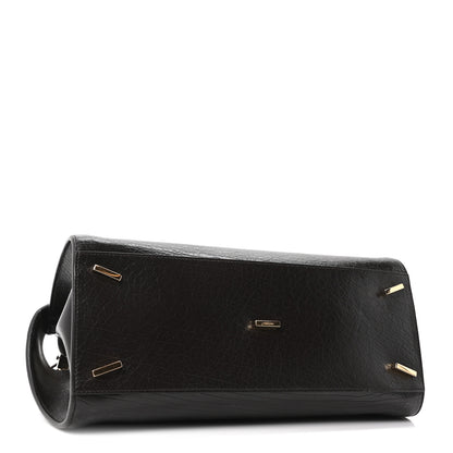Salvatore Ferragamo Washed Calfskin Medium Hug Soft Bicolor Shoulder Bag Black Testa Di Moro 4 of 9