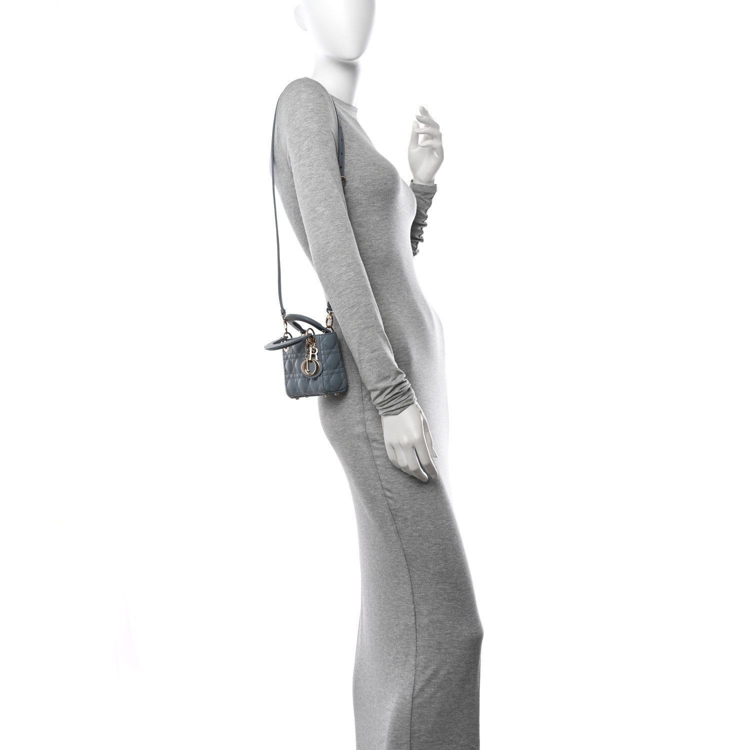 Christian Dior Lambskin Cannage Micro Lady Dior Cloud Gray 2 of 10